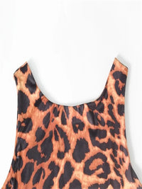 Leopard Print Sleeveless Back Hollow Out Bodycon Dress - Thingy-London