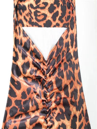 Leopard Print Sleeveless Back Hollow Out Bodycon Dress - Thingy-London