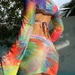 Long-sleeved Swimsuit Tie-dyed Three Pieces Bikini Set - Thingy-London