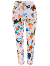 Multi-colored Denim Printed Stretch Woven Straight Trousers - Thingy-London