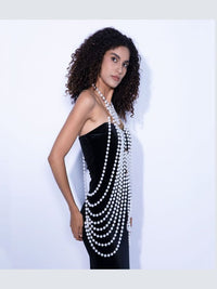 New Pearl Shawl Necklaces Punk Style Beaded Collar Long Chain Necklaces - Thingy-London