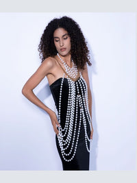 New Pearl Shawl Necklaces Punk Style Beaded Collar Long Chain Necklaces - Thingy-London