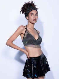 Sexy Fishnet Rhinestone Halter Bra - Thingy-London