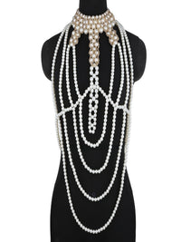 Sexy Pearl Breast Chain Retro Braided Pearl Shawl Body Chain - Thingy-London