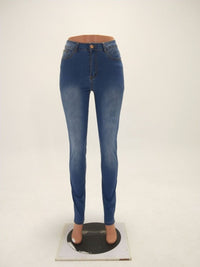 Wash High Waist Straight Leg Jeans - Thingy-London