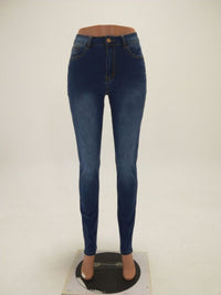 Wash High Waist Straight Leg Jeans - Thingy-London