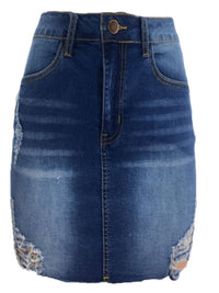 Washed Denim 4 Pockets Mini Wrap Hip Skirt - Thingy-London