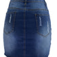 Washed Denim 4 Pockets Mini Wrap Hip Skirt - Thingy-London