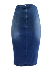 Washed Denim Zipper Mini Wrap Hip Skirt - Thingy-London