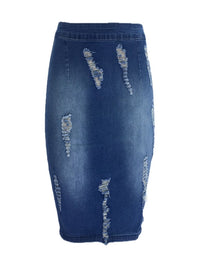 Washed Denim Zipper Mini Wrap Hip Skirt - Thingy-London