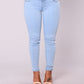 Washed High Waist Slim Leg Jeans - Thingy-London