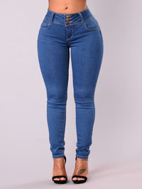 Washed High Waist Slim Leg Jeans - Thingy-London