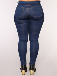 Washed High Waist Slim Leg Jeans - Thingy-London