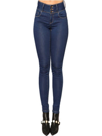 Washed High Waist Slim Leg Jeans - Thingy-London