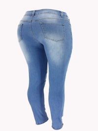 Washed High Waist Super Stretch Denim Skinny Jeans - Thingy-London