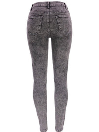 Washed High Waist Super Stretch Denim Skinny Jeans - Thingy-London