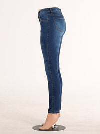 Washed High Waist Super Stretch Denim Skinny Jeans - Thingy-London