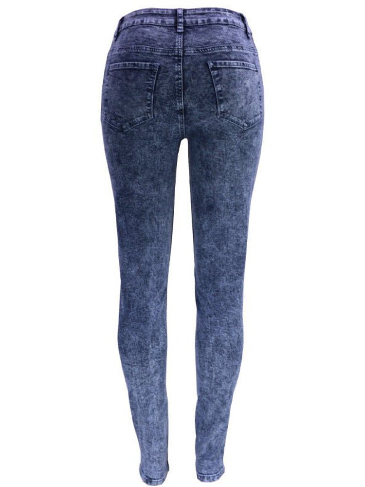 Washed High Waist Super Stretch Denim Skinny Jeans - Thingy-London