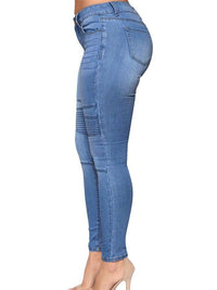 Washed High Waist Super Stretch Denim Skinny Jeans - Thingy-London