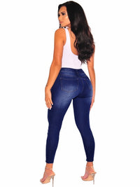 Washed High Waist Super Stretch Denim Skinny Jeans - Thingy-London