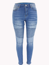 Washed High Waist Super Stretch Denim Skinny Jeans - Thingy-London