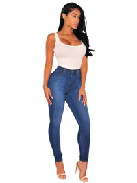 Washed High Waist Super Stretch Denim Skinny Jeans - Thingy-London