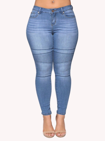 Washed High Waist Super Stretch Denim Skinny Jeans - Thingy-London