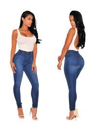 Washed High Waist Super Stretch Denim Skinny Jeans - Thingy-London