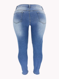 Washed High Waist Super Stretch Denim Skinny Jeans - Thingy-London