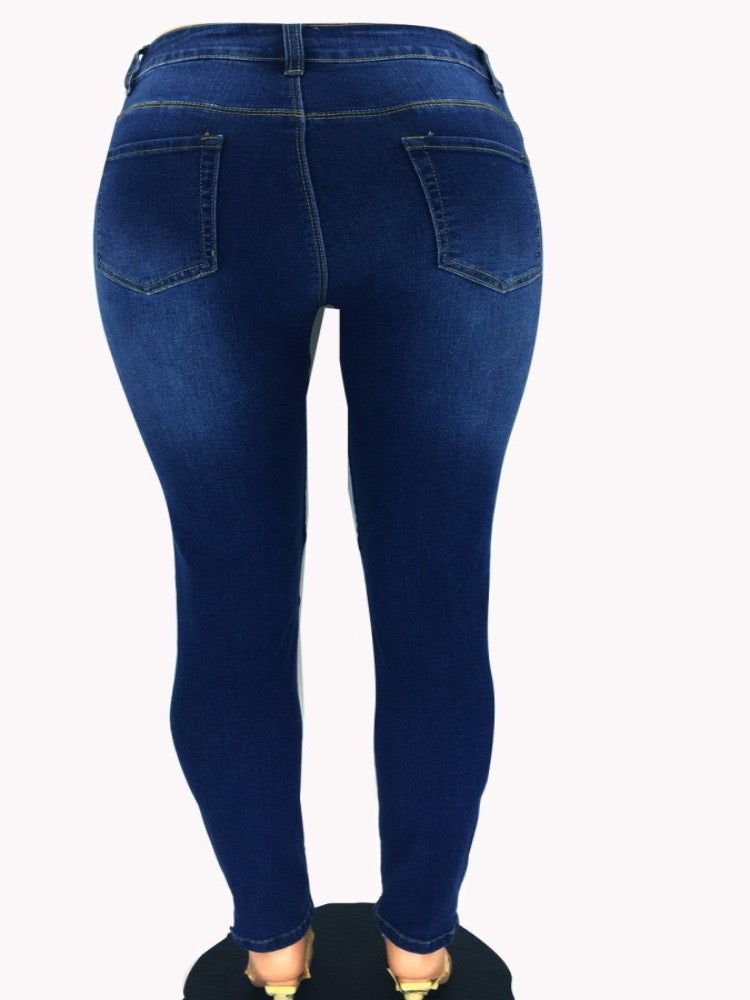 Washed High Waist Super Stretch Denim Skinny Jeans - Thingy-London