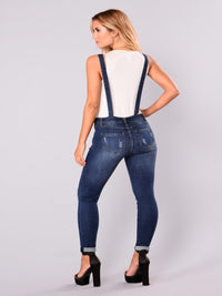 Washed Strappy Back Detail Denim ripped Jumpsuit - Thingy-London