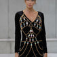 Women Fashion Crystal Full Body Chain Harness Hollow Bra Chain - Thingy-London