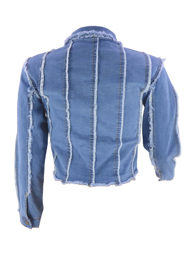 Women's cotton long-sleeved lapel slim-fit denim jacket - Thingy-London