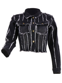 Women's cotton long-sleeved lapel slim-fit denim jacket - Thingy-London