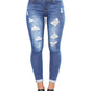 Women's Fashion High Elastic Hip Lift Ripped Jeans - Thingy-London