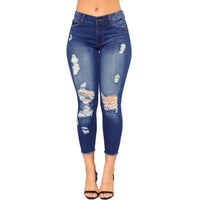 Women's Fashion High Elastic Ripped Hip Lift Jeans - Thingy-London