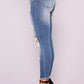 Women's Fashion High Elastic Ripped Hip Lift Jeans - Thingy-London