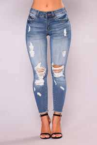 Women's Fashion High Elastic Ripped Hip Lift Jeans - Thingy-London