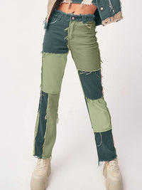 Women's fit straight leg denim pants with high-waisted - Thingy-London