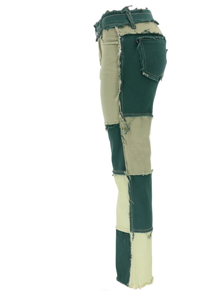 Women's fit straight leg denim pants with high-waisted - Thingy-London