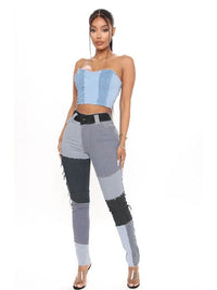 Women's high-waisted fit straight leg denim pants - Thingy-London