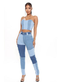 Women's high-waisted fit straight leg denim pants - Thingy-London