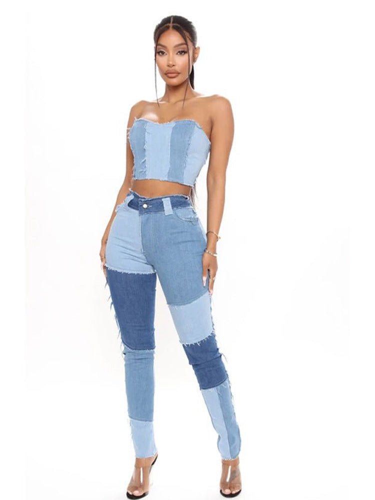 Women's high-waisted fit straight leg denim pants - Thingy-London