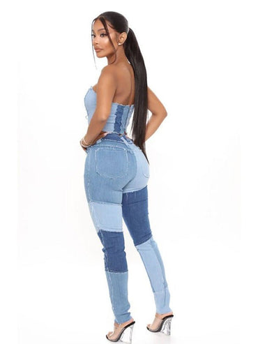 Women's high-waisted fit straight leg denim pants - Thingy-London