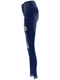 Women's Irregular Ripped Mid-rise Jeans - Thingy-London