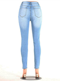 Women's Irregular Ripped Mid-rise Jeans - Thingy-London