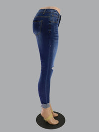 Women's Irregular Ripped Mid-rise Jeans - Thingy-London