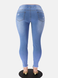 Women's Irregular Ripped Mid-rise Jeans - Thingy-London