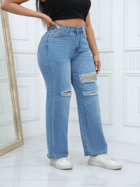 Women's Irregular Ripped Mid-rise Jeans - Thingy-London