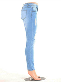 Women's Irregular Ripped Mid-rise Jeans - Thingy-London